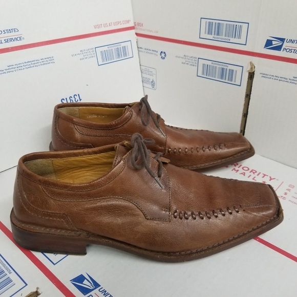 Bacco Bucci Usher 9.5 mens square toe brown shoes